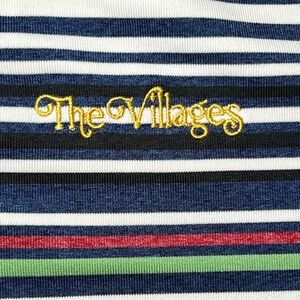 AX Ahead Extreme Golf Polo Shirt Mens Size XL Navy White Stripe THE VILLAGES